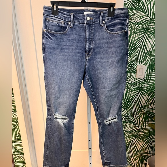 Good American Good Legs High Waisted Stretch Straight Jeans 14 - Picture 2 of 8